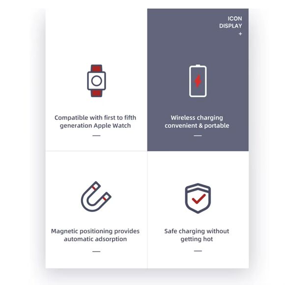 NIB-Black Rock W26 Apple Watch Ultra-thin Magnetic Wireless Charger - Picture 7 of 7